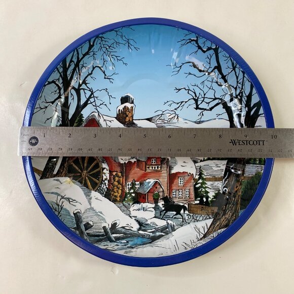 Set 2 Holiday-Themed Metal Serving Trays With Winter Scene & Poinsettia Design - Picture 13 of 14